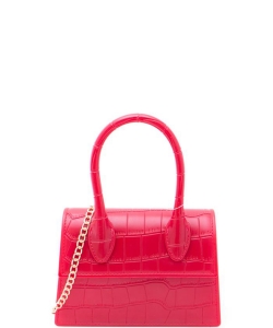 Fashion Smooth Croc Handle Bag 7156 RED